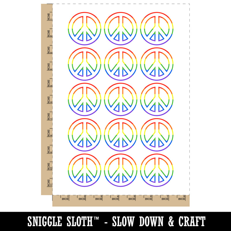 Peace Sign Outline Temporary Tattoo Water Resistant Fake Body Art Set Collection (1 Sheet)