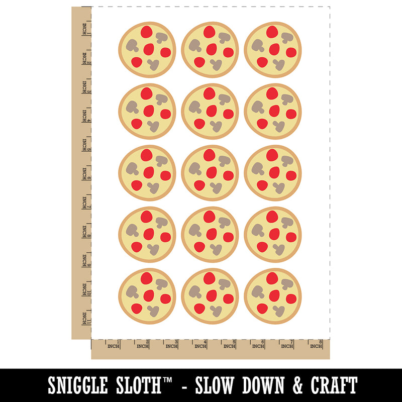 Pepperoni Mushroom Pizza Doodle Temporary Tattoo Water Resistant Fake Body Art Set Collection (1 Sheet)