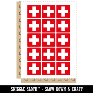 Switzerland Flag Temporary Tattoo Water Resistant Fake Body Art Set Collection (1 Sheet)