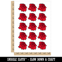 Blooming Open Rose Flower Outline Temporary Tattoo Water Resistant Fake Body Art Set Collection (1 Sheet)