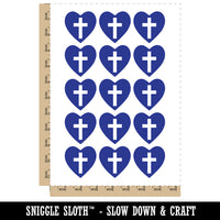 Cross in Heart Christian Temporary Tattoo Water Resistant Fake Body Art Set Collection (1 Sheet)