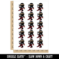 Cute Fighting Ninja Temporary Tattoo Water Resistant Fake Body Art Set Collection (1 Sheet)