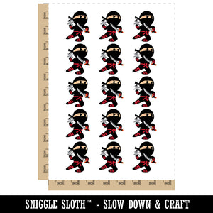 Cute Fighting Ninja Temporary Tattoo Water Resistant Fake Body Art Set Collection (1 Sheet)