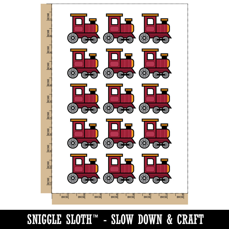 Cute Train Temporary Tattoo Water Resistant Fake Body Art Set Collection (1 Sheet)