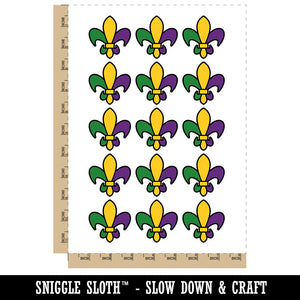 Fleur De Lis French Mardi Gras Elegant Temporary Tattoo Water Resistant Fake Body Art Set Collection (1 Sheet)