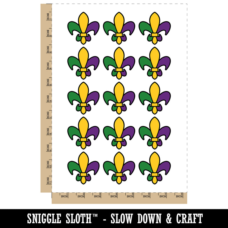 Fleur De Lis French Mardi Gras Elegant Temporary Tattoo Water Resistant Fake Body Art Set Collection (1 Sheet)