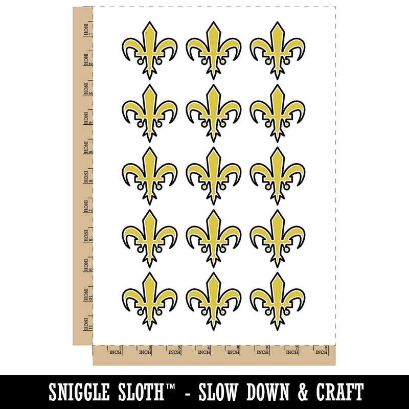 Fleur De Lis French Mardi Gras Outline Temporary Tattoo Water Resistant Fake Body Art Set Collection (1 Sheet)