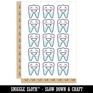 Happy Smiling Tooth Dentist Temporary Tattoo Water Resistant Fake Body Art Set Collection (1 Sheet)