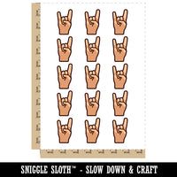 Sign of the Horns Rock and Roll Hand Gesture Temporary Tattoo Water Resistant Fake Body Art Set Collection (1 Sheet)