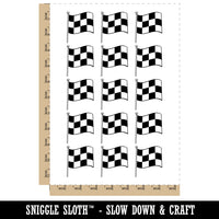Waving Checkered Flag Temporary Tattoo Water Resistant Fake Body Art Set Collection (1 Sheet)