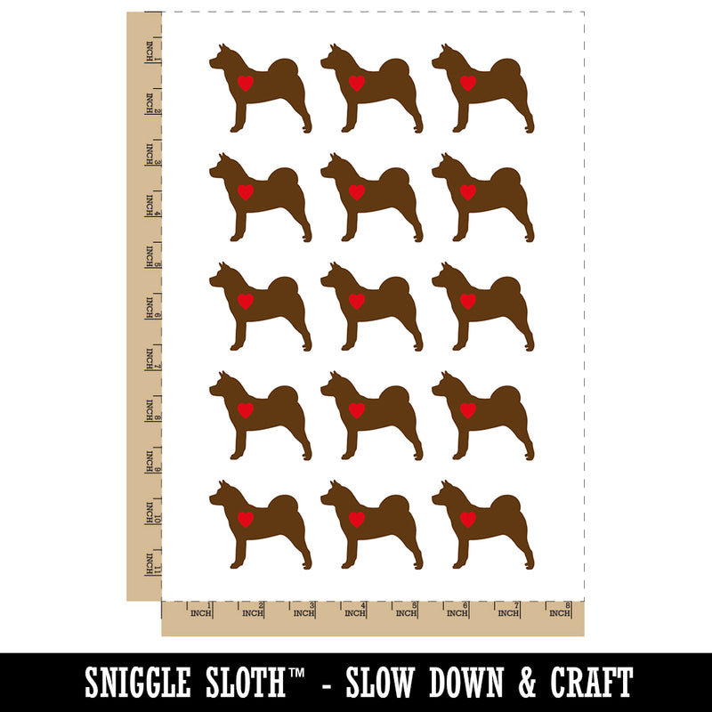 American Akita Dog with Heart Temporary Tattoo Water Resistant Fake Body Art Set Collection (1 Sheet)