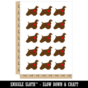 American Cocker Spaniel Dog with Heart Temporary Tattoo Water Resistant Fake Body Art Set Collection (1 Sheet)