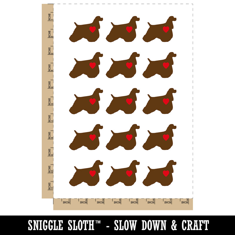 American Cocker Spaniel Dog with Heart Temporary Tattoo Water Resistant Fake Body Art Set Collection (1 Sheet)