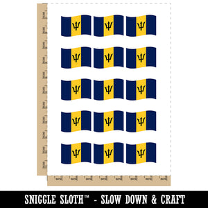 Barbados with Waving Flag Cute Temporary Tattoo Water Resistant Fake Body Art Set Collection (1 Sheet)