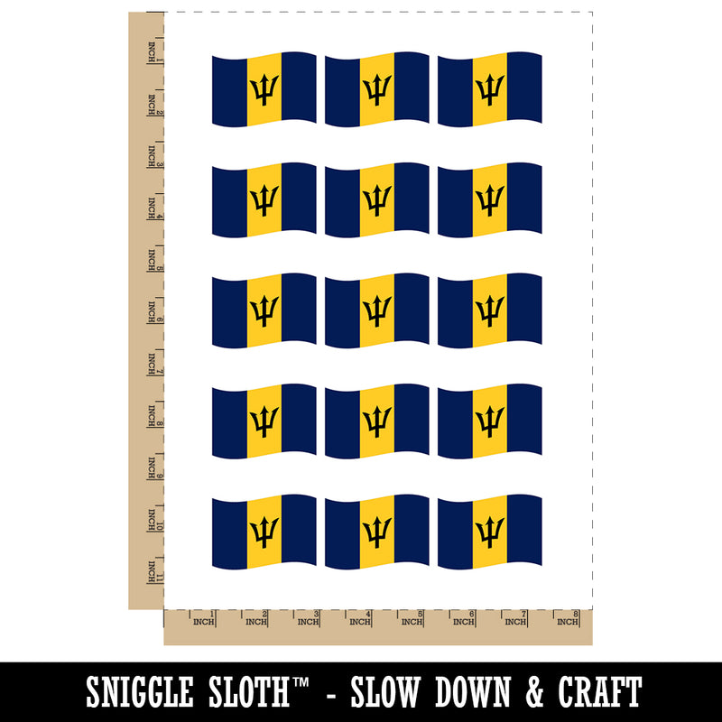 Barbados with Waving Flag Cute Temporary Tattoo Water Resistant Fake Body Art Set Collection (1 Sheet)