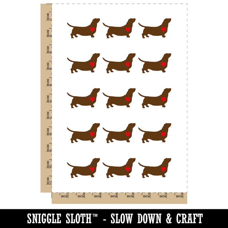 Basset Hound Dog with Heart Temporary Tattoo Water Resistant Fake Body Art Set Collection (1 Sheet)