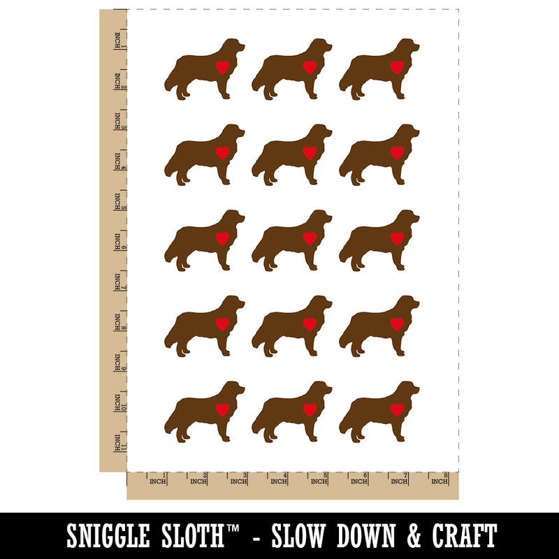 Bernese Mountain Dog with Heart Temporary Tattoo Water Resistant Fake Body Art Set Collection (1 Sheet)