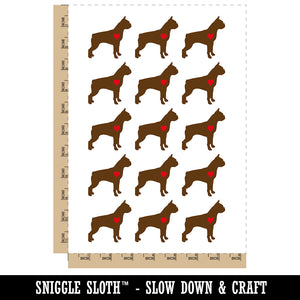 Boston Terrier Dog with Heart Temporary Tattoo Water Resistant Fake Body Art Set Collection (1 Sheet)