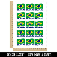 Brazil with Waving Flag Cute Temporary Tattoo Water Resistant Fake Body Art Set Collection (1 Sheet)
