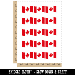 Canada with Waving Flag Cute Temporary Tattoo Water Resistant Fake Body Art Set Collection (1 Sheet)