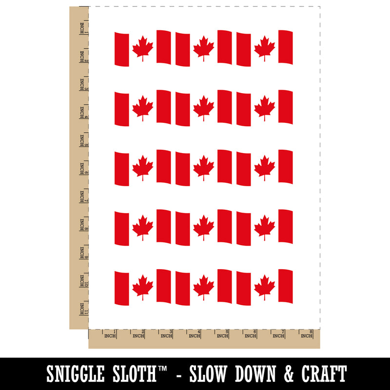 Canada with Waving Flag Cute Temporary Tattoo Water Resistant Fake Body Art Set Collection (1 Sheet)