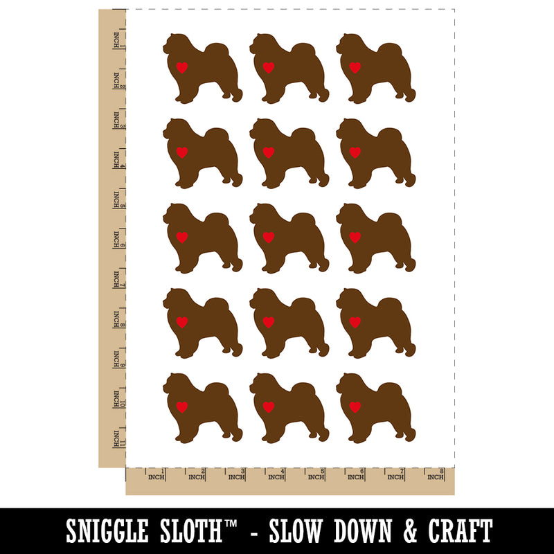 Chow Chow Dog with Heart Temporary Tattoo Water Resistant Fake Body Art Set Collection (1 Sheet)