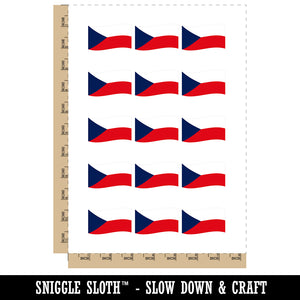 Czech Republic with Waving Flag Cute Temporary Tattoo Water Resistant Fake Body Art Set Collection (1 Sheet)