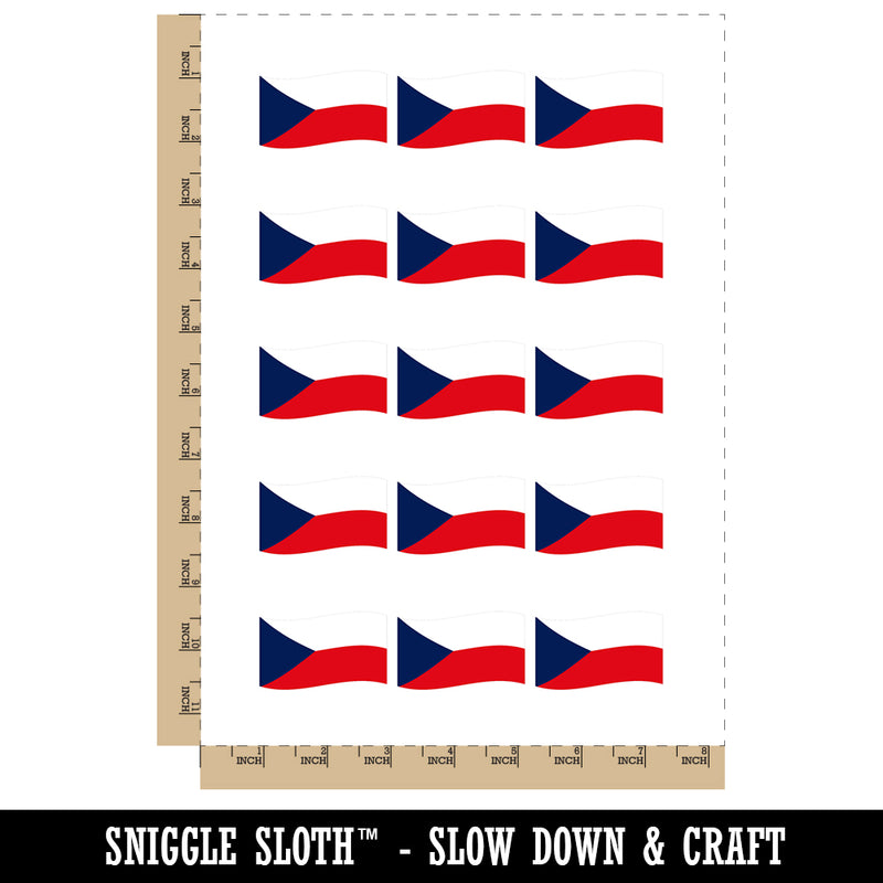 Czech Republic with Waving Flag Cute Temporary Tattoo Water Resistant Fake Body Art Set Collection (1 Sheet)