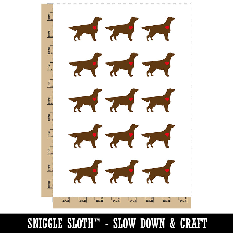 Flat-Coated Retriever Dog with Heart Temporary Tattoo Water Resistant Fake Body Art Set Collection (1 Sheet)