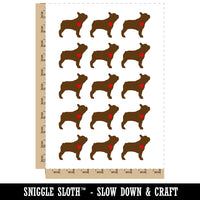 French Bulldog Dog with Heart Temporary Tattoo Water Resistant Fake Body Art Set Collection (1 Sheet)