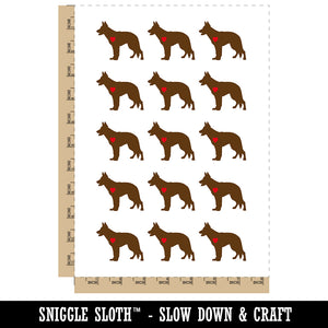 German Shepherd Dog with Heart Temporary Tattoo Water Resistant Fake Body Art Set Collection (1 Sheet)