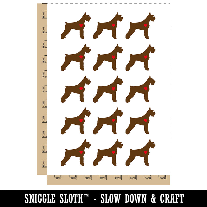 Giant Schnauzer Dog with Heart Temporary Tattoo Water Resistant Fake Body Art Set Collection (1 Sheet)