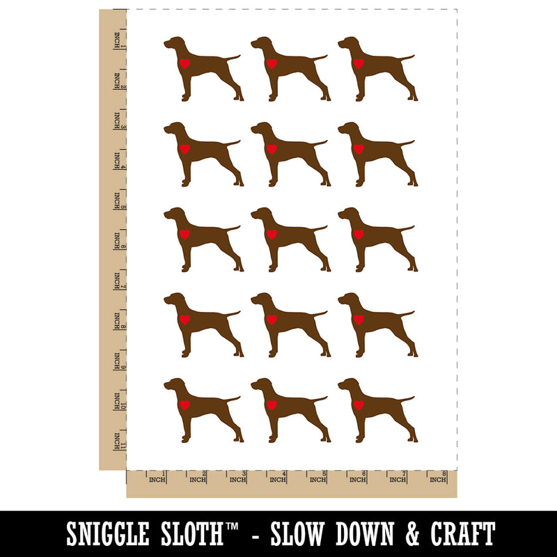 Hungarian Vizsla Dog with Heart Temporary Tattoo Water Resistant Fake Body Art Set Collection (1 Sheet)