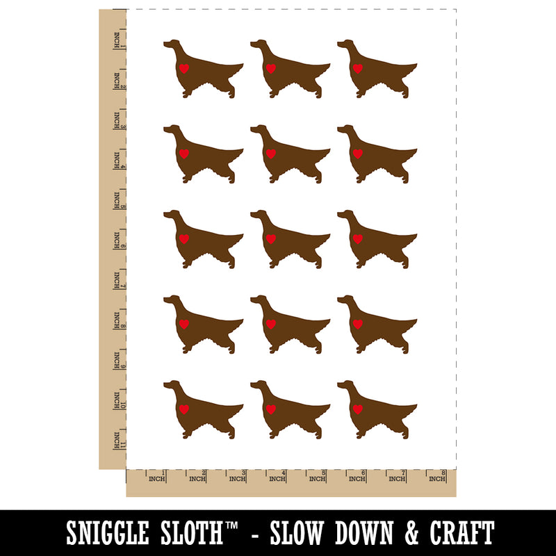 Irish Setter Dog with Heart Temporary Tattoo Water Resistant Fake Body Art Set Collection (1 Sheet)