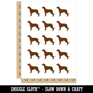 Irish Wolfhound Dog with Heart Temporary Tattoo Water Resistant Fake Body Art Set Collection (1 Sheet)