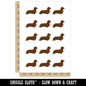 Long Haired Dachshund Dog with Heart Temporary Tattoo Water Resistant Fake Body Art Set Collection (1 Sheet)