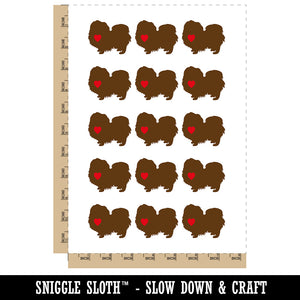 Pekingese Dog with Heart Temporary Tattoo Water Resistant Fake Body Art Set Collection (1 Sheet)