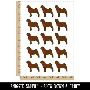 Pug Dog with Heart Temporary Tattoo Water Resistant Fake Body Art Set Collection (1 Sheet)