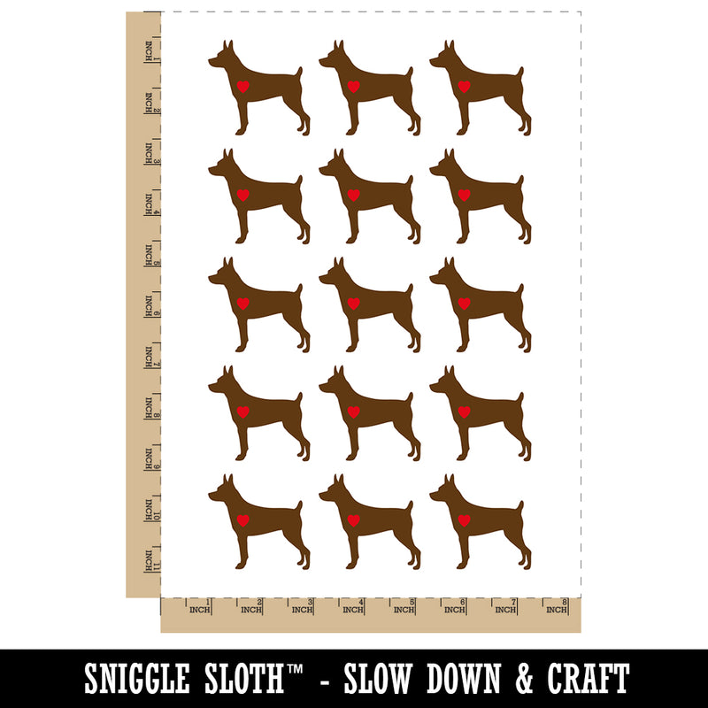 Rat Terrier Dog with Heart Temporary Tattoo Water Resistant Fake Body Art Set Collection (1 Sheet)