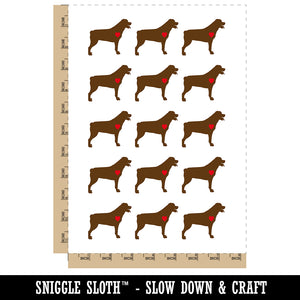 Rottweiler Dog with Heart Temporary Tattoo Water Resistant Fake Body Art Set Collection (1 Sheet)