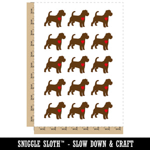 Rough Coated Jack Russell Terrier Parson Dog with Heart Temporary Tattoo Water Resistant Set Collection (1 Sheet)