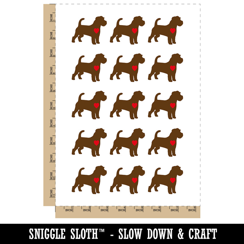 Rough Coated Jack Russell Terrier Parson Dog with Heart Temporary Tattoo Water Resistant Set Collection (1 Sheet)