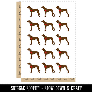 Saluki Dog with Heart Temporary Tattoo Water Resistant Fake Body Art Set Collection (1 Sheet)