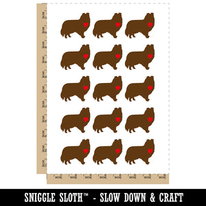 Shetland Sheepdog Sheltie Dog with Heart Temporary Tattoo Water Resistant Fake Body Art Set Collection (1 Sheet)
