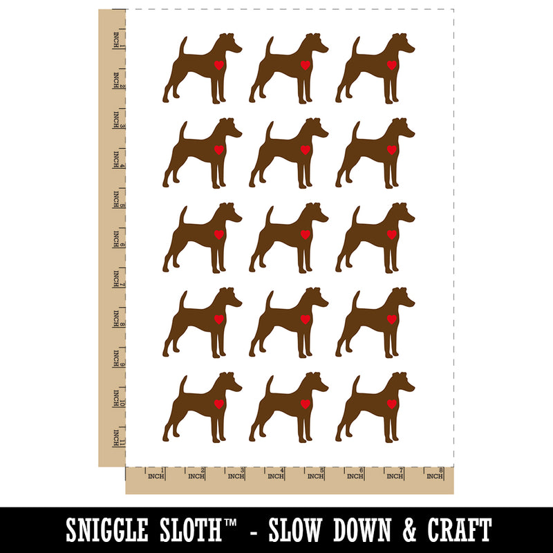 Smooth Fox Terrier Dog with Heart Temporary Tattoo Water Resistant Fake Body Art Set Collection (1 Sheet)