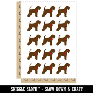 Soft Coated Wheaten Terrier Dog with Heart Temporary Tattoo Water Resistant Fake Body Art Set Collection (1 Sheet)