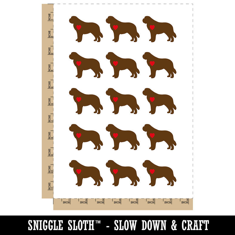 St Bernard Saint Dog with Heart Temporary Tattoo Water Resistant Fake Body Art Set Collection (1 Sheet)