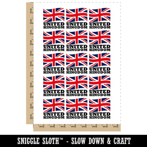 United Kingdom with Waving Flag Union Jack Cute Temporary Tattoo Water Resistant Fake Body Art Set Collection (1 Sheet)