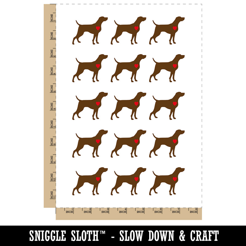 Weimaraner Dog with Heart Temporary Tattoo Water Resistant Fake Body Art Set Collection (1 Sheet)