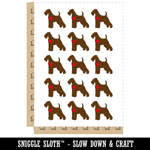 Welsh Terrier Dog with Heart Temporary Tattoo Water Resistant Fake Body Art Set Collection (1 Sheet)